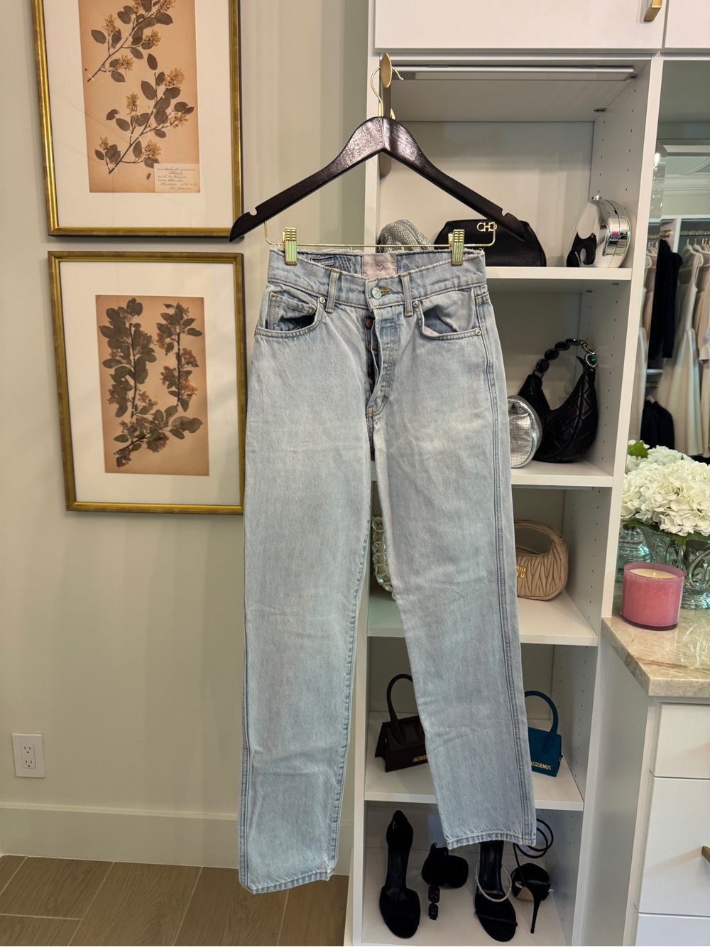 REVICE Light Wash High-Rise Straight Leg Jeans